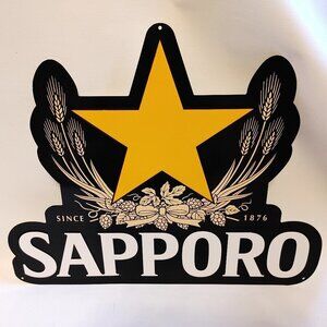 LARGE Sapporo Beer Metal Star Sign TIN SIGN BAR Sign